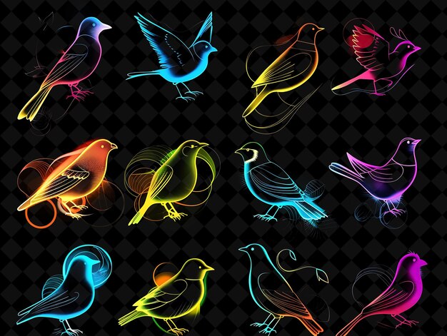 PSD a colorful drawing of birds with a colorful light on it