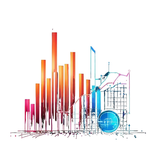 a colorful drawing of a graph with a graph and a graph