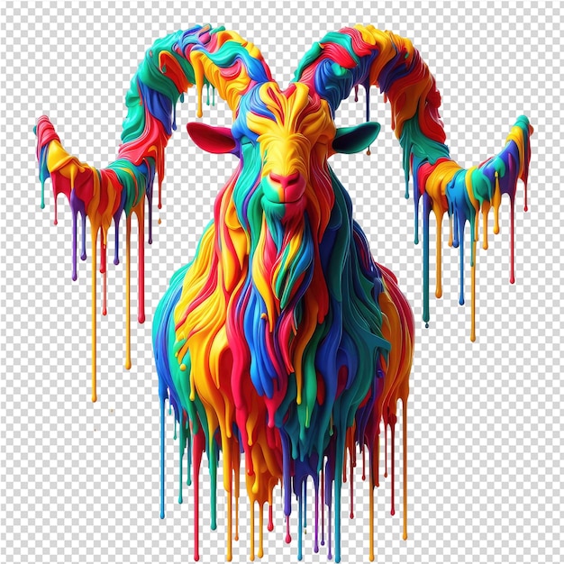 a colorful drawing of a ram with a colorful background