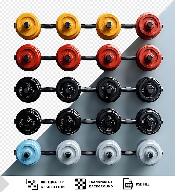 PSD colorful dumbbells isolated on a transparent background