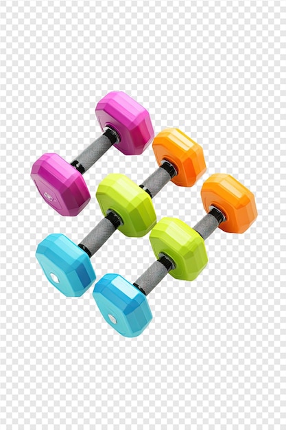 PSD colorful dumbbells on a transparent background