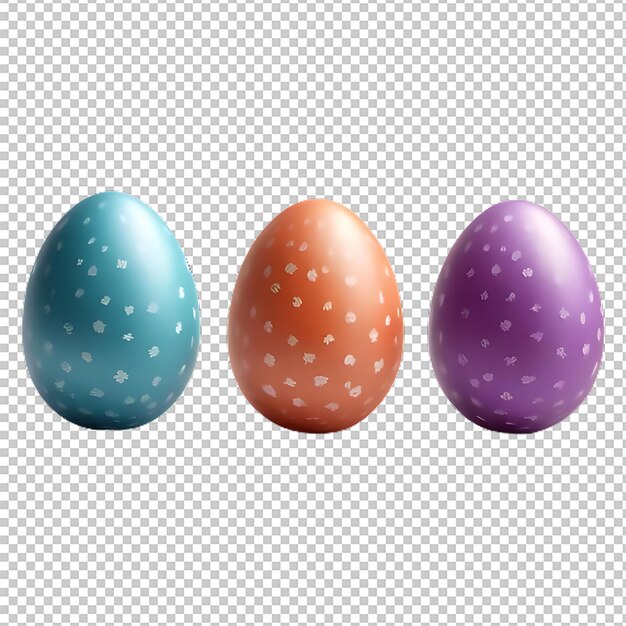 Colorful easter eggs isolated on transparent background