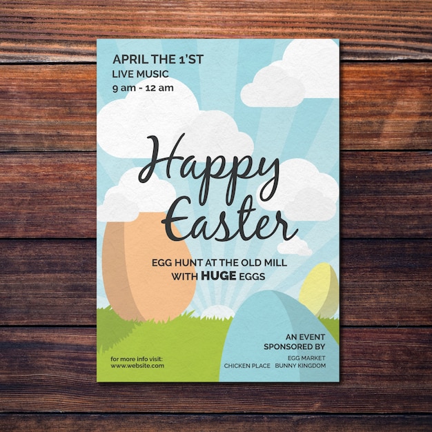 PSD colorful easter poster mockup