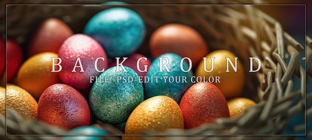 colorful egg decoration in basket