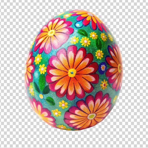 Colorful egg with rainbow design on transparent background