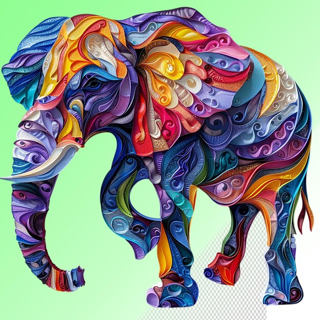 a colorful elephant with a colorful pattern on its face