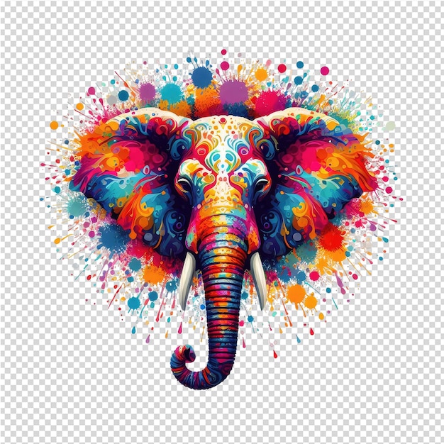 a colorful elephant with colorful spots on its head