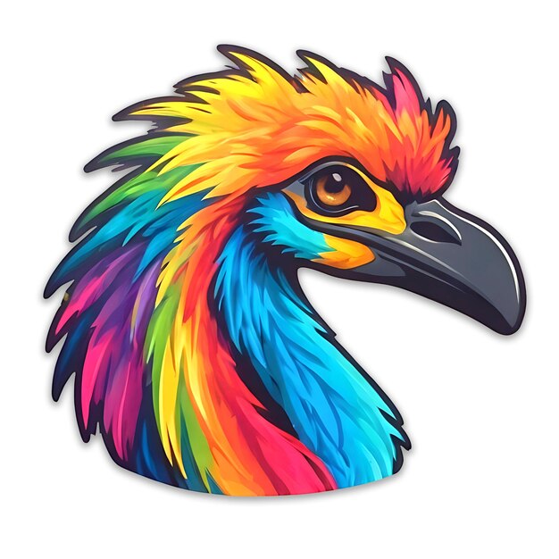 colorful emu with a colorful beak and a colorful tail psd design