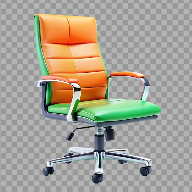 PSD colorful ergonomic office chair on transparent background