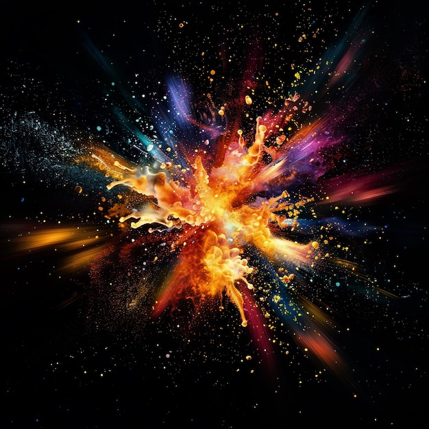 PSD a colorful explosion of fire and flames is shown vector