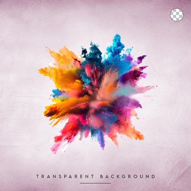 PSD colorful explosion of paint isolated on transparent background