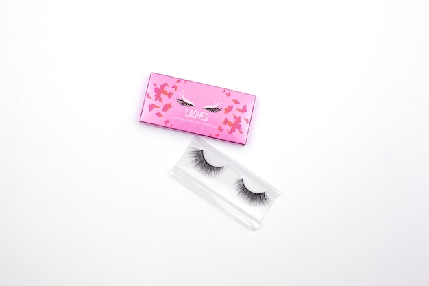 Colorful false eyelashes packaging mock-up design