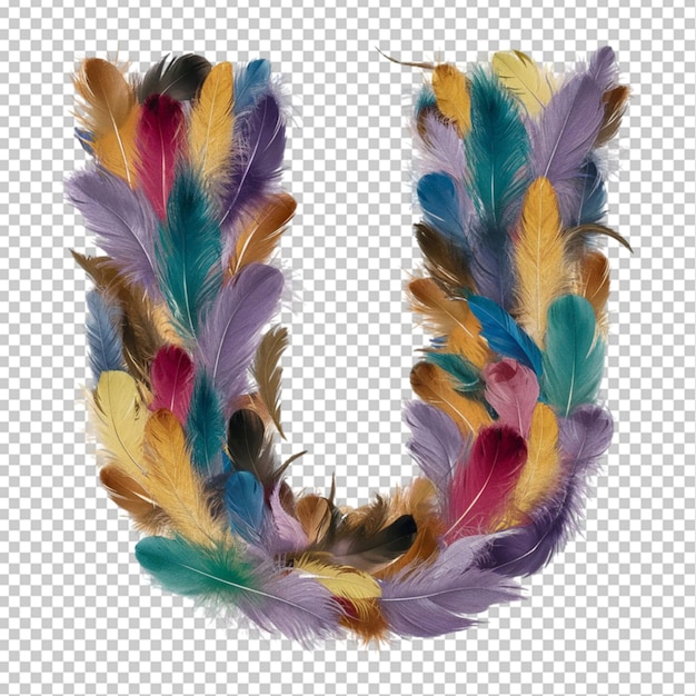 PSD a colorful feather with the letter a on it