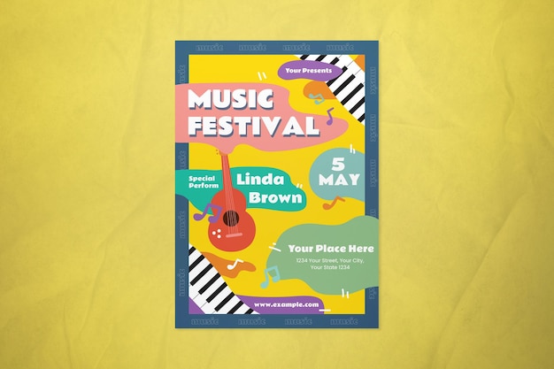 Colorful Flat Design Music Festival Flyer