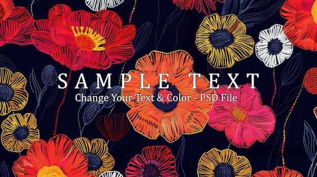 PSD colorful floral pattern