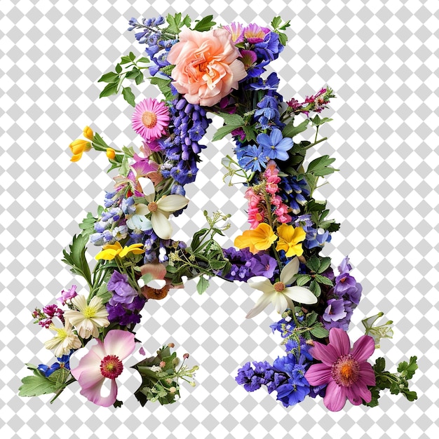 a colorful flower arrangement made of flowers and the letter a