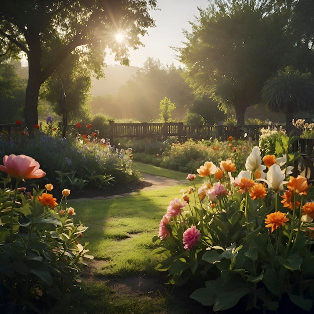 Colorful Flower Garden Landscape