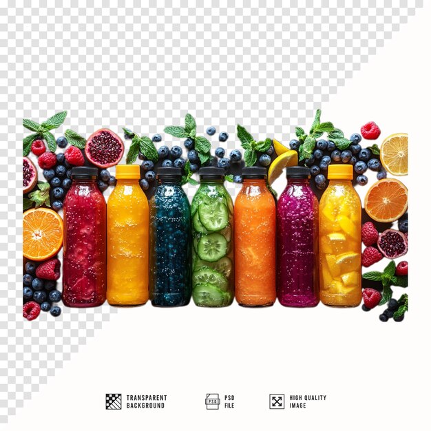 PSD colorful fresh juice bottle image without background hd quality