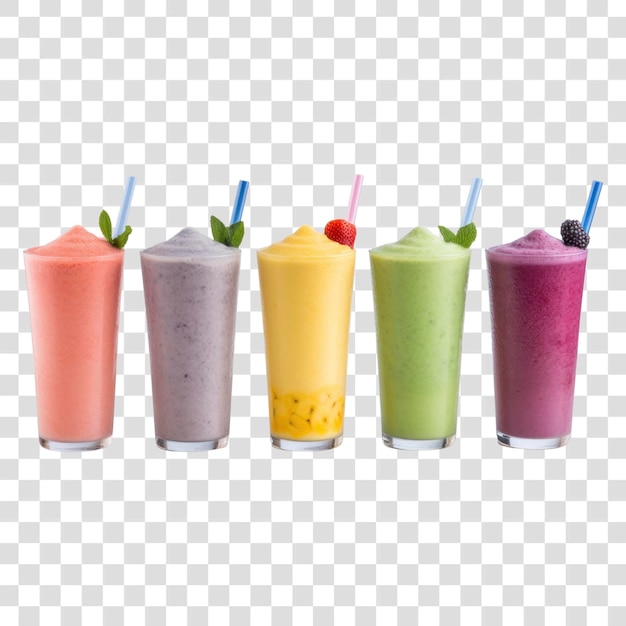 PSD colorful fruit smoothies in glasses