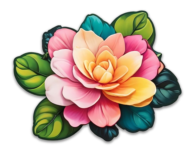 colorful Gardenia Flower psd white background