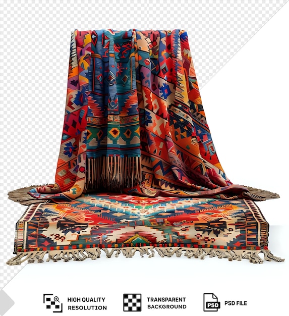 PSD colorful geometric patterned rug with fringe 3d model