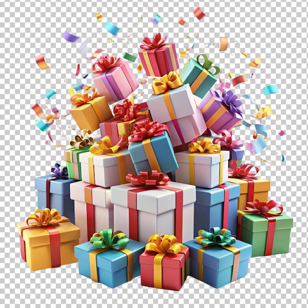 PSD colorful gift boxes on white background in the style of vfxfriday precisionist style exacting