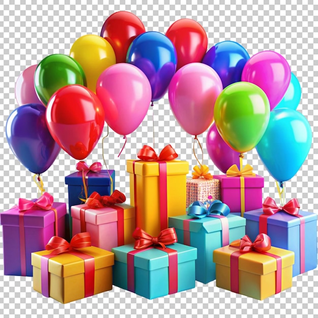 colorful gifts and balloons party or birthday items