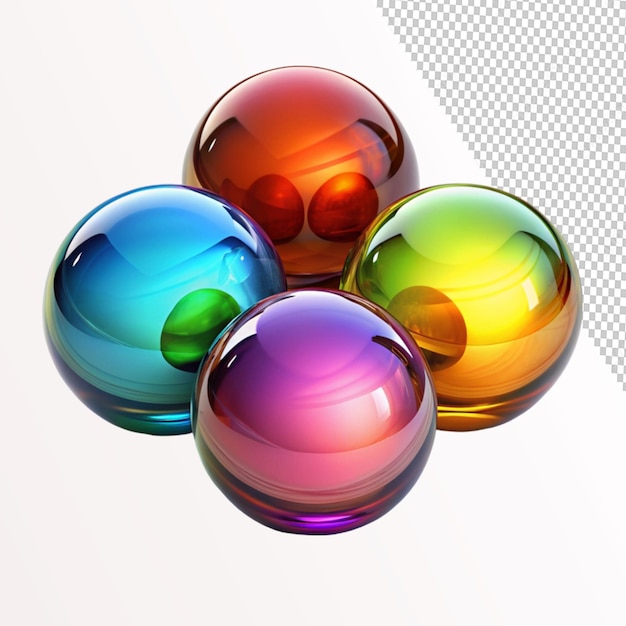 PSD colorful glass orbs 3d sphere realistic on transparent background