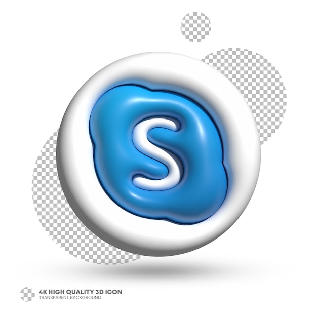 PSD colorful glossy 3d render of skype icon for social media design