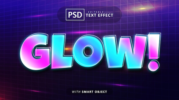 Colorful glow neon text effect editable