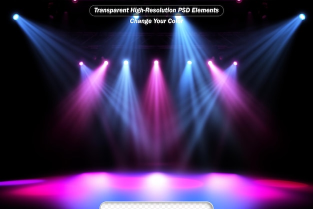 Colorful glow spotlights transparent background