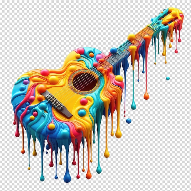 a colorful guitar with a colorful splash of paint on it