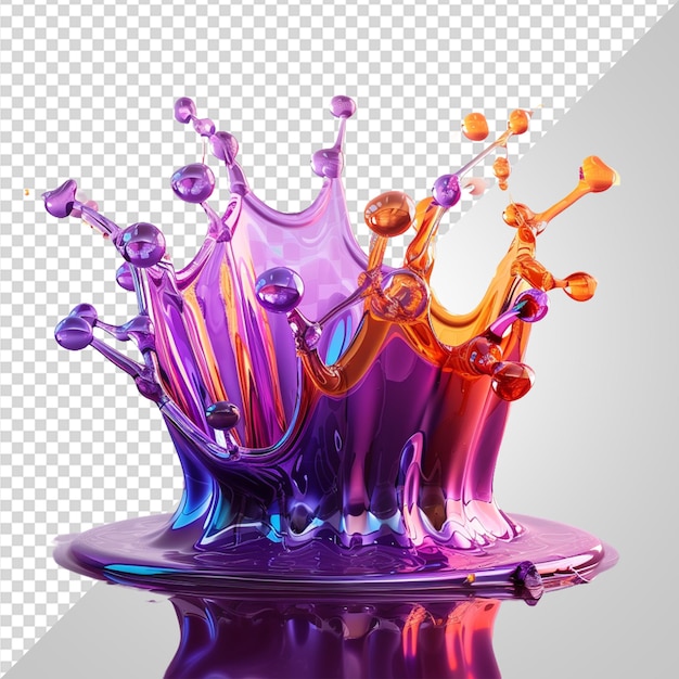 PSD colorful gushing liquid splash frozen in an abstract shape