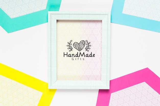 Colorful handmade frame with mock-up