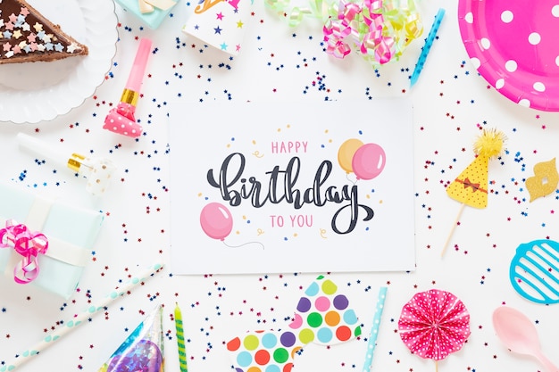 Colorful happy birthday concept mock-up