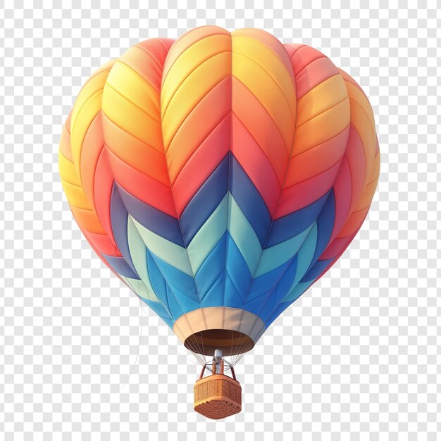 PSD colorful hot air balloon isolated on a transparent background