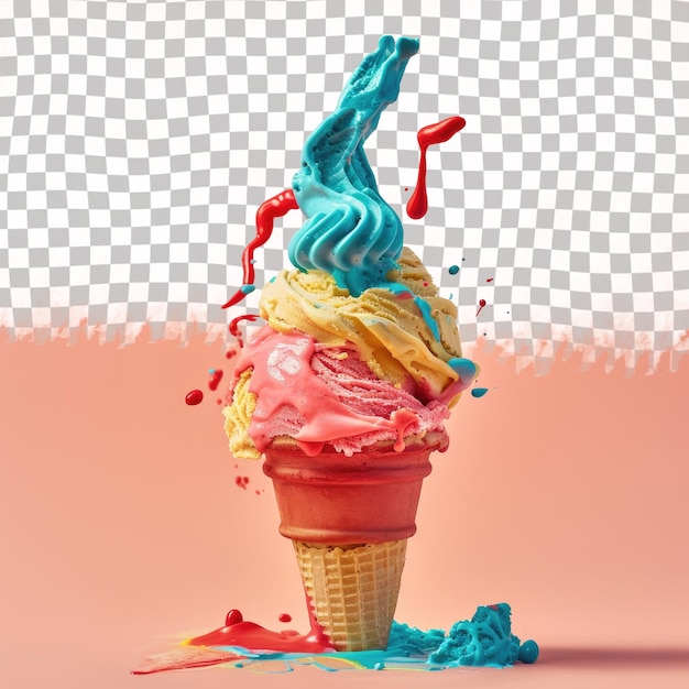 PSD a colorful ice cream cone with blue and red colors