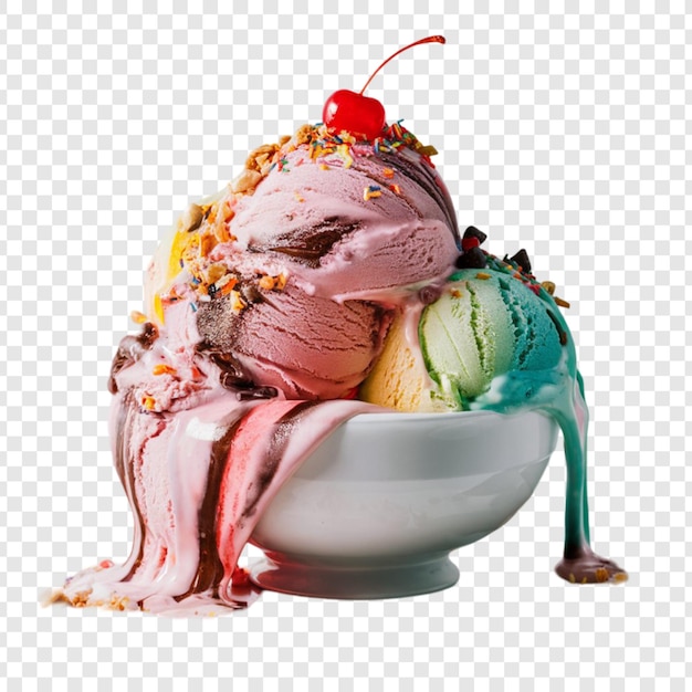 a colorful ice cream cone with a spoon in it