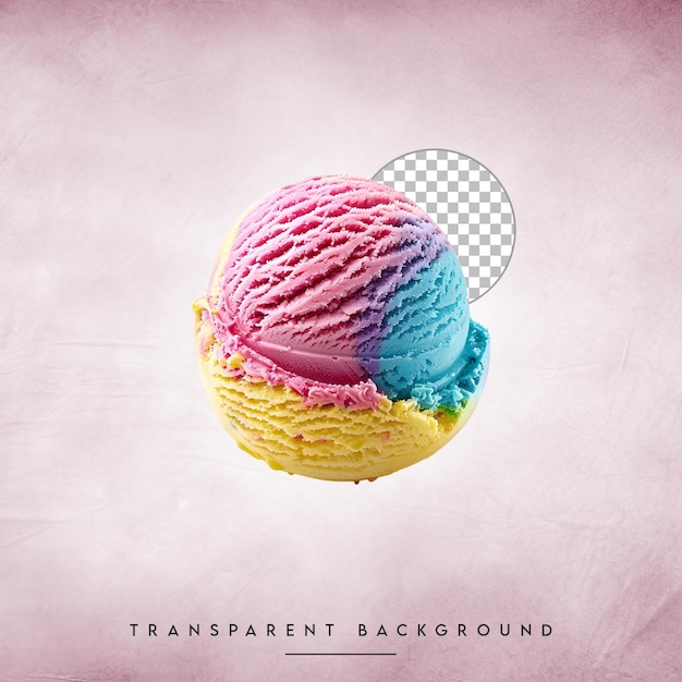 Colorful Ice Cream Scoop isolated on transparent background