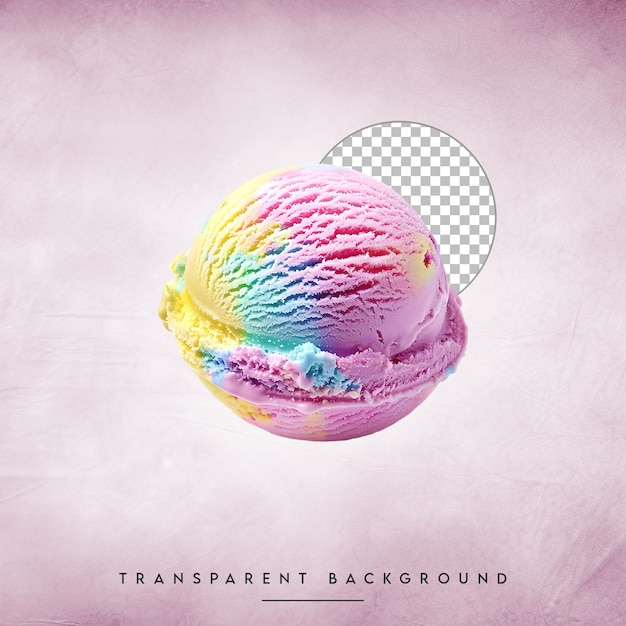 Colorful Ice Cream Scoop isolated on transparent background