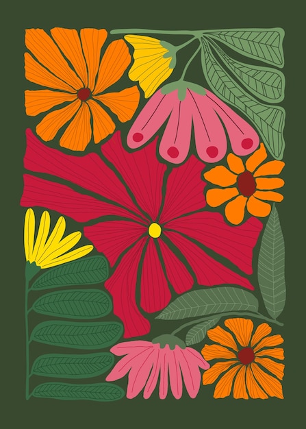 a colorful illustration of flowers with the words  flowers  in the center