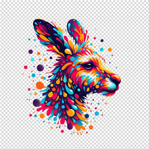 a colorful illustration of a goat with colorful spots on it