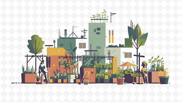 PSD a colorful illustration of a house with plants and trees