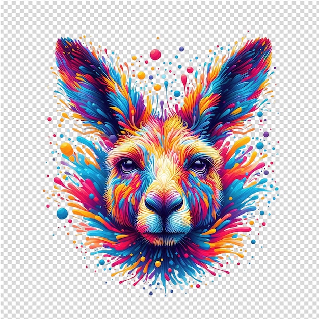 a colorful illustration of a kangaroo with colorful spots and the words donkey