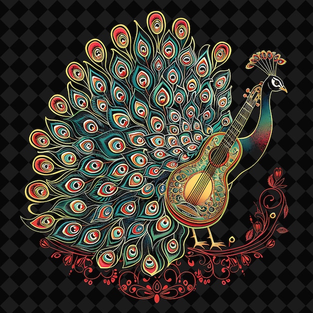 PSD a colorful illustration of a peacock with a design on it