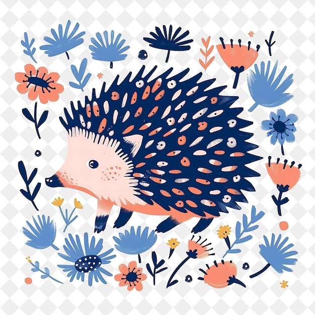 PSD a colorful illustration of a pig with flowers and a pig