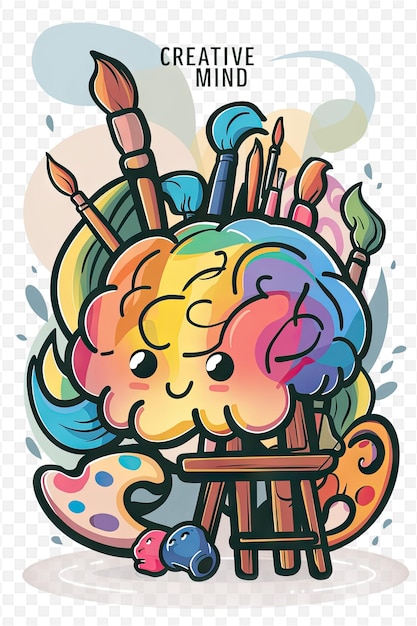 PSD a colorful illustration of a rainbow with a clown on it