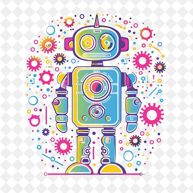 PSD a colorful illustration of a robot with colorful dots and dots on it