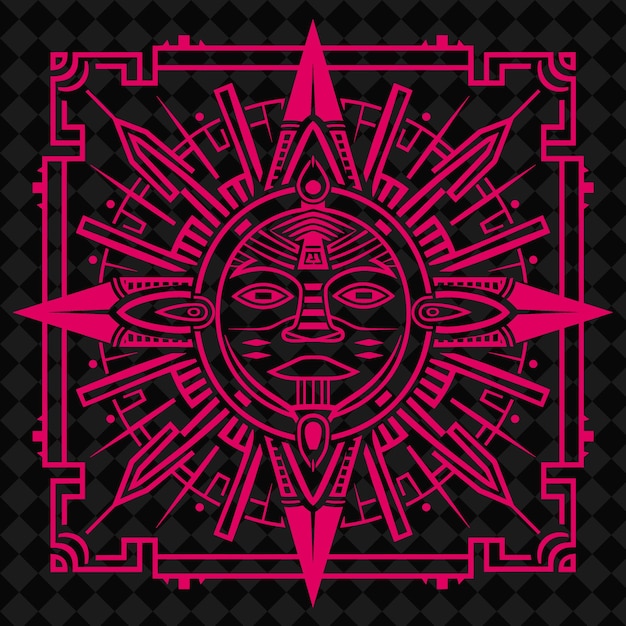 PSD a colorful illustration of a sun symbol with a red and purple background