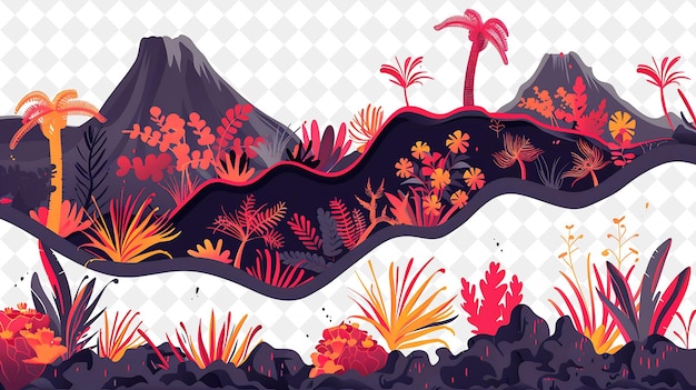 PSD a colorful illustration of tropical plants and corals